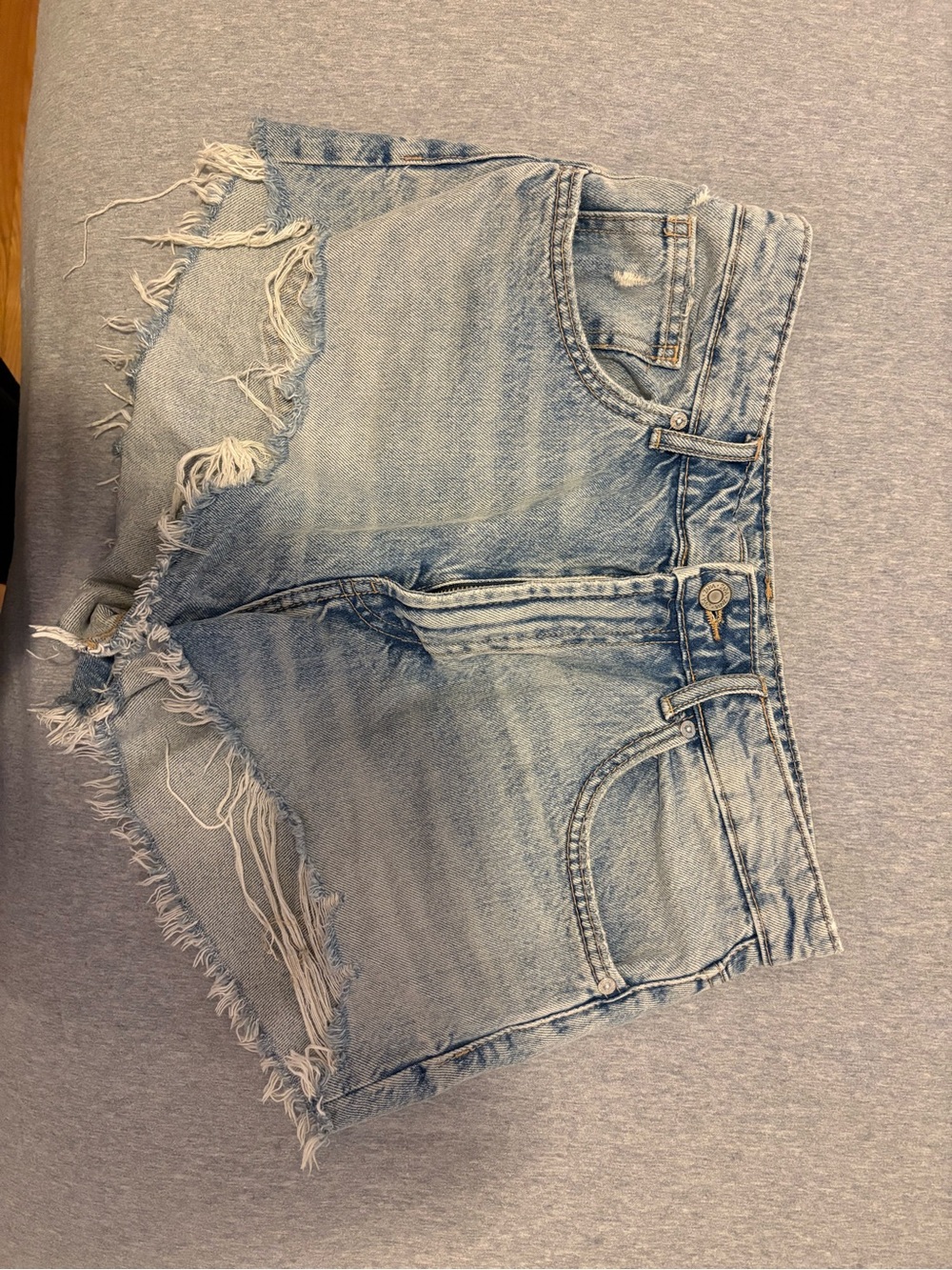 Zara Light Blue Distressed Denim Shorts